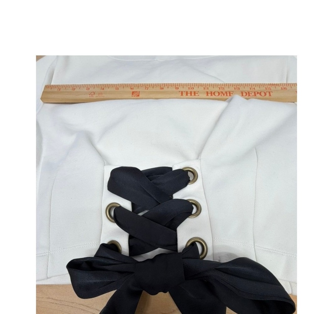 "Maeve" Anthropologie L Tie Back Ponte Pullover Lantern Puff‎ Sleeve Cropped Bow - Picture 13 of 13